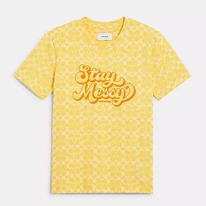 COACH Signature Stay Messy T Shirt In Organic Cotton NWT